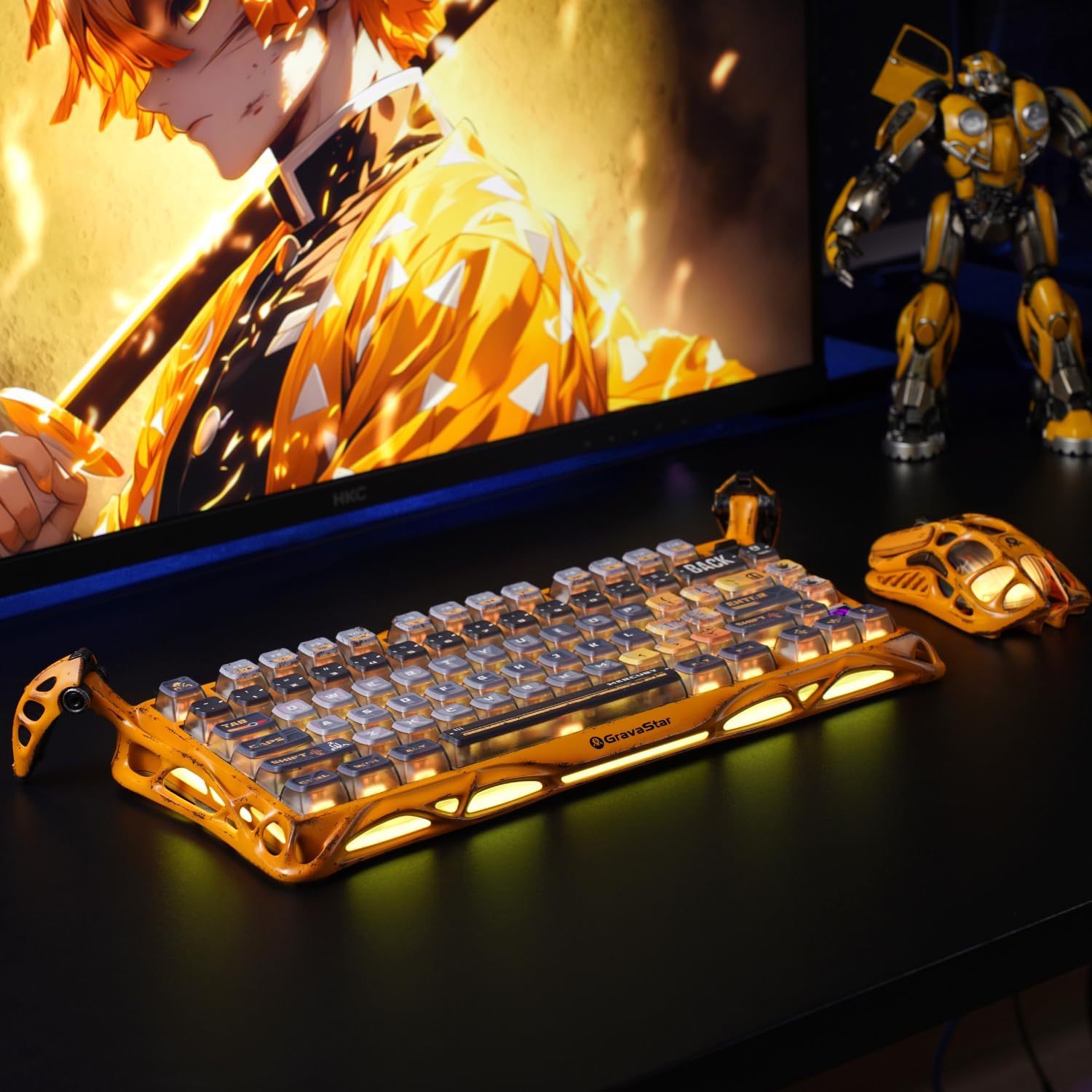 GravaStar Mercury K1 Pro Keyboard & M1 Pro Mouse - Battle-Worn Yellow