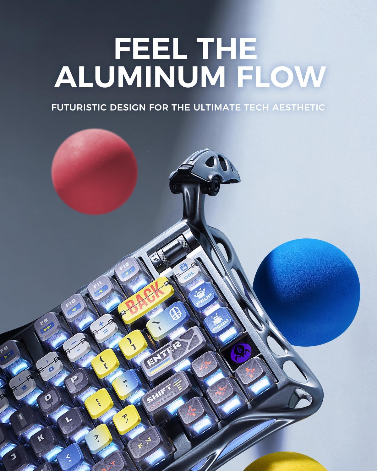 GravaStar Mercury K1 Pro Wireless Mechanical Gaming Keyboard, 75% Layout RGB Custom Keyboard, Hot-Swappable Linear Switches; Aluminum Alloy【Interstellar Silver】