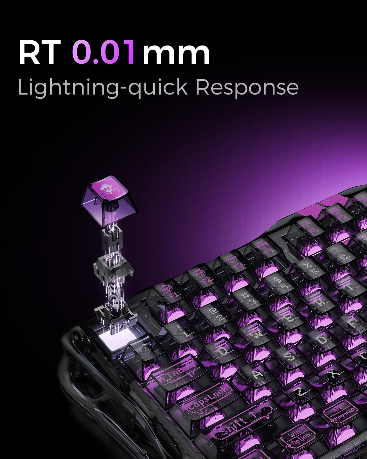 GravaStar Mercury V75 Lite Hall Effect Gaming Keyboard, 75% Wired Magnetic Keyboard, 8000Hz Polling Rate, Rapid Trigger, Adjustable Actuation, RGB Backlit, Hot Swappable, Transparent Black