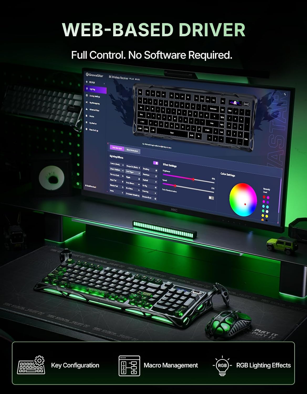 GravaStar Mercury K98 Pro 98 Keys Wireless Mechanical Gaming Keyboard | Tri-Mode, Hot Swappable Pre-Lubed Linear Switch, Gasket Mount, Creamy Sound, TFT Display & Knob, 8K, RGB Backlit for PC/Mac