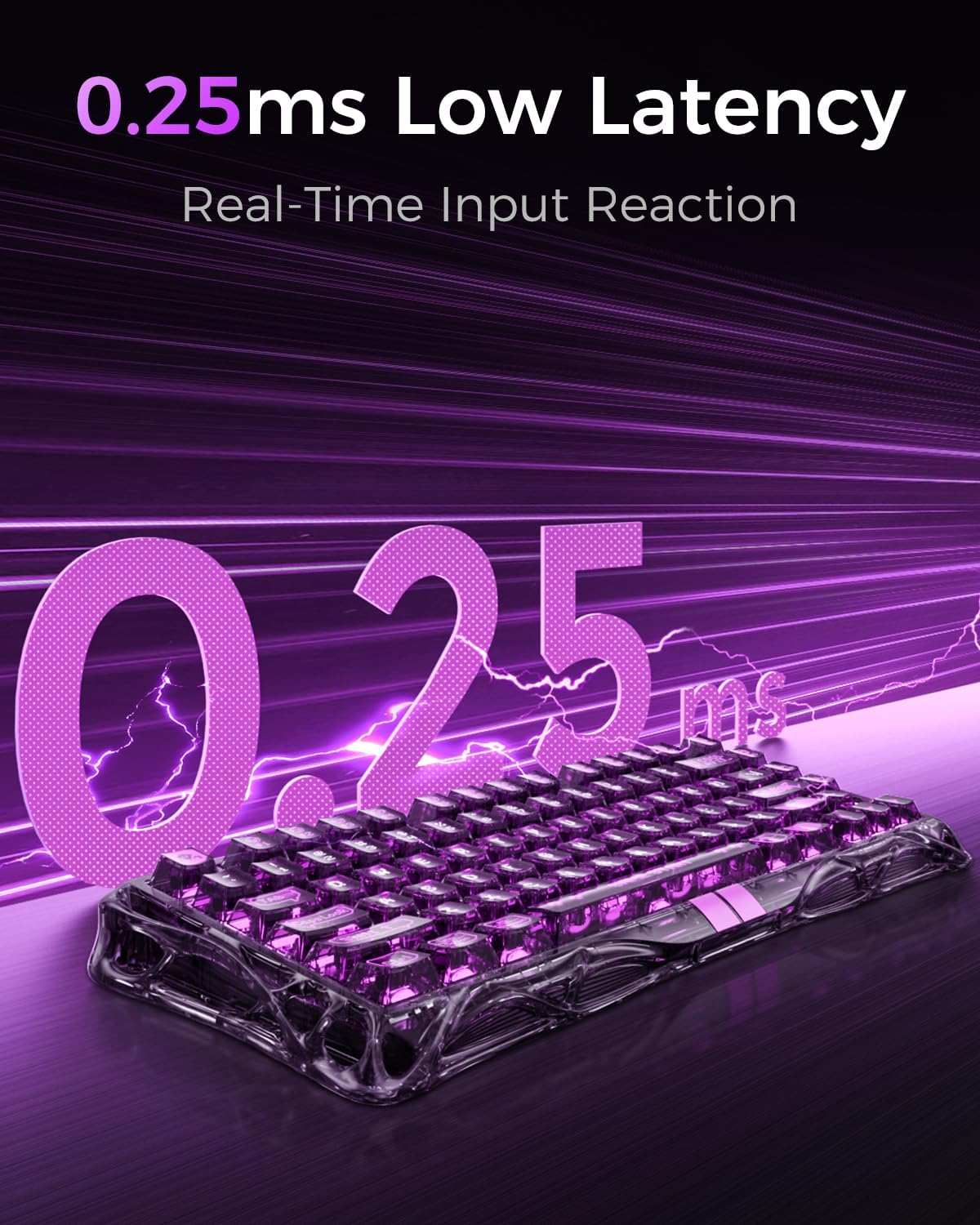 GravaStar Mercury V75 Lite Hall Effect Gaming Keyboard, 75% Wired Magnetic Keyboard, 8000Hz Polling Rate, Rapid Trigger, Adjustable Actuation, RGB Backlit, Hot Swappable, Transparent Black