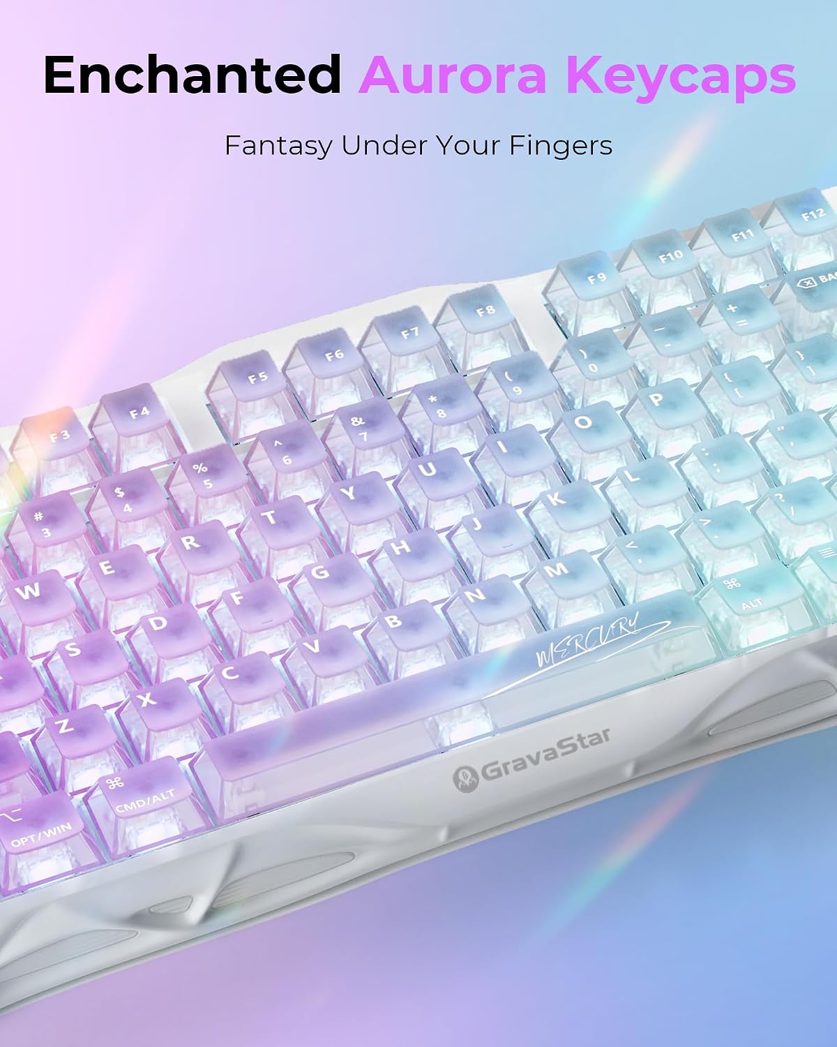 GravaStar Mercury K1 Lite 75% Wireless Mechanical Gaming Keyboard RGB | Gasket Mount, Hot Swappable Linear Switches, Creamy Sound Keyboard, 2.4GHz/USB-C/Bluetooth 5.0, for Win/Mac