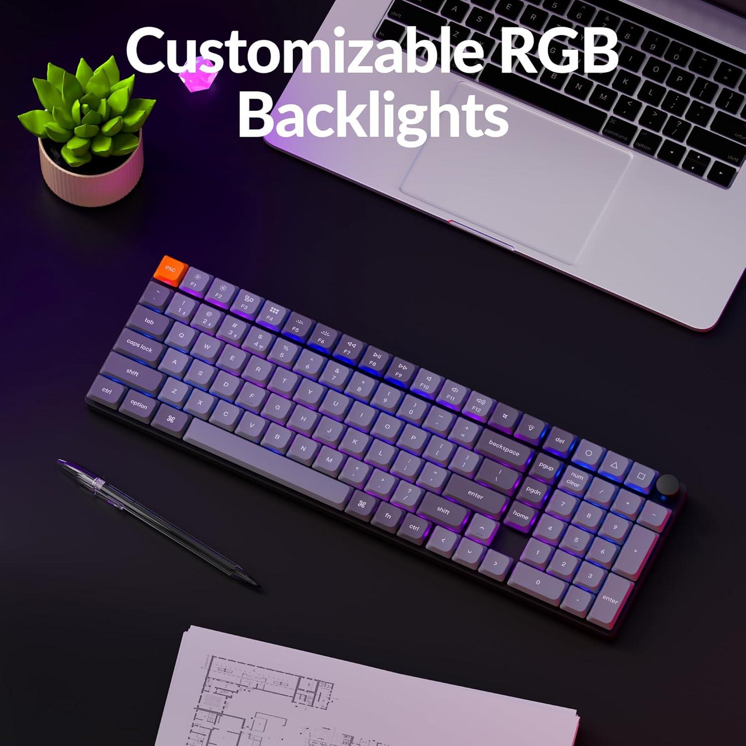 Keychron K17 Max | Teclado Mecânico Low-Profile | Design Compacto 96% | Conectividade Tripla | RGB