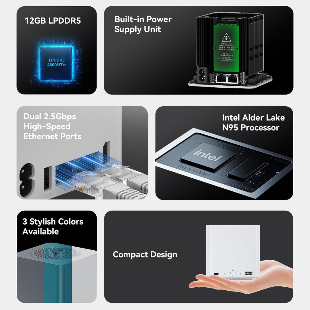 Beelink ME mini 6-disk solid-state mini host N200 dual 2.5G soft router low-noise home storage computer 12G/64G (eMMC)/2T