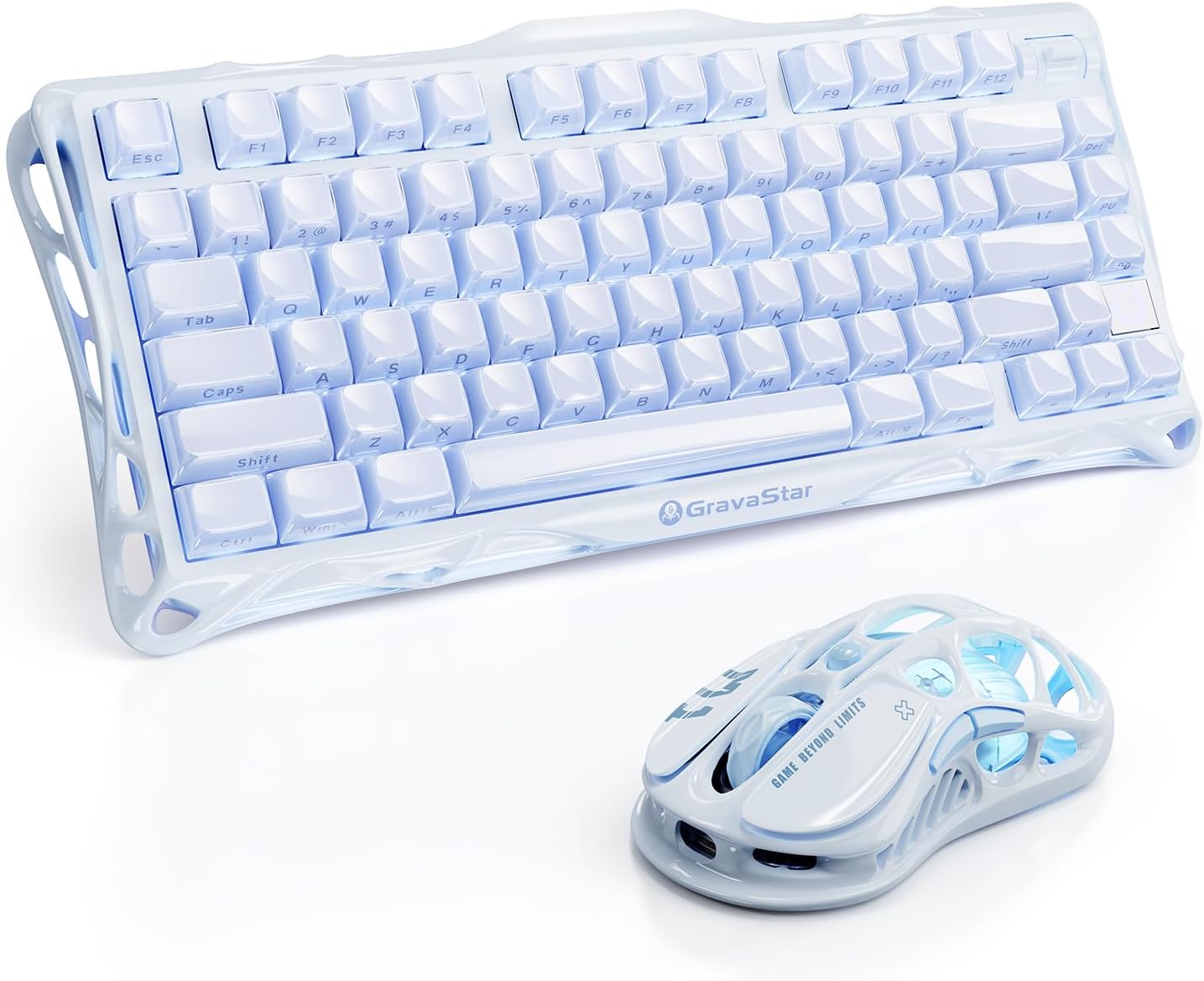 GravaStar Mercury K1 Keyboard & M1 Pro Mouse - Ice Blue
