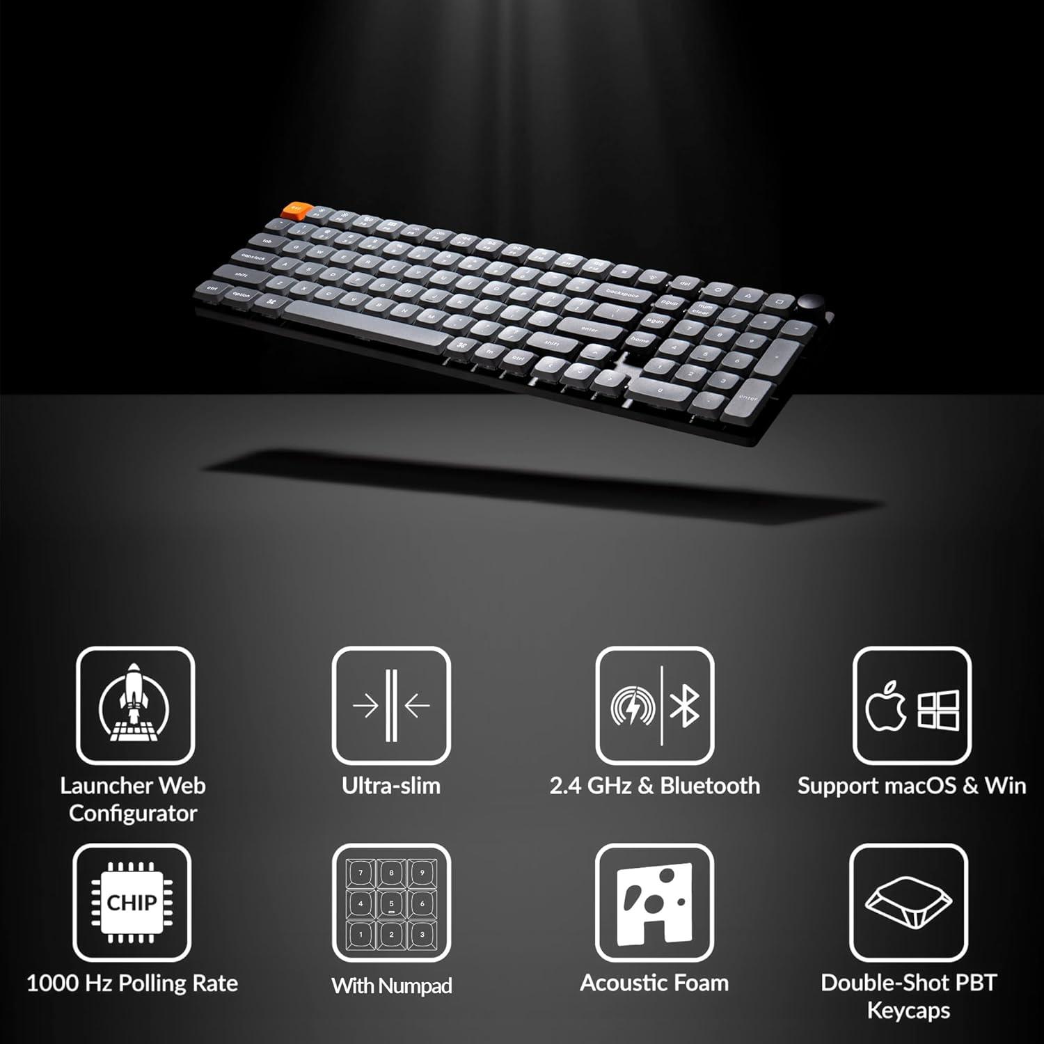 Keychron K17 Max | Teclado Mecânico Low-Profile | Design Compacto 96% | Conectividade Tripla | RGB