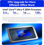 Beelink GTi15 Mini PC, Intel Ultra 9 285H 16C/16T,32G DDR5 1TB SSD Mini Computer, Triple Display HDMI&DP/USB-C/WiFi7/BT5.4/NPU/4K 144Hz/Support AI/W-11 Pro