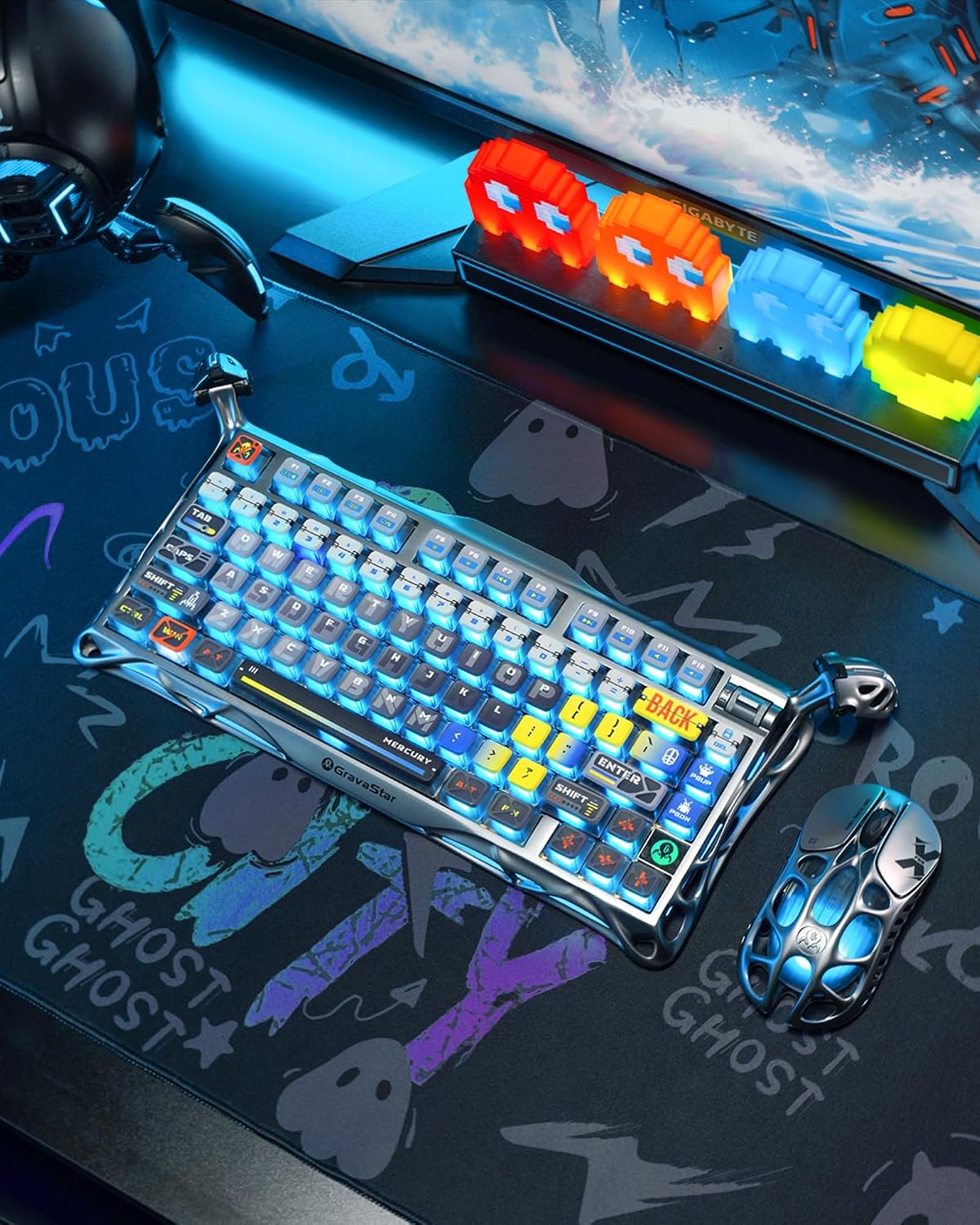 GravaStar Mercury K1 Pro Keyboard & X Pro Mouse Interstellar Silver