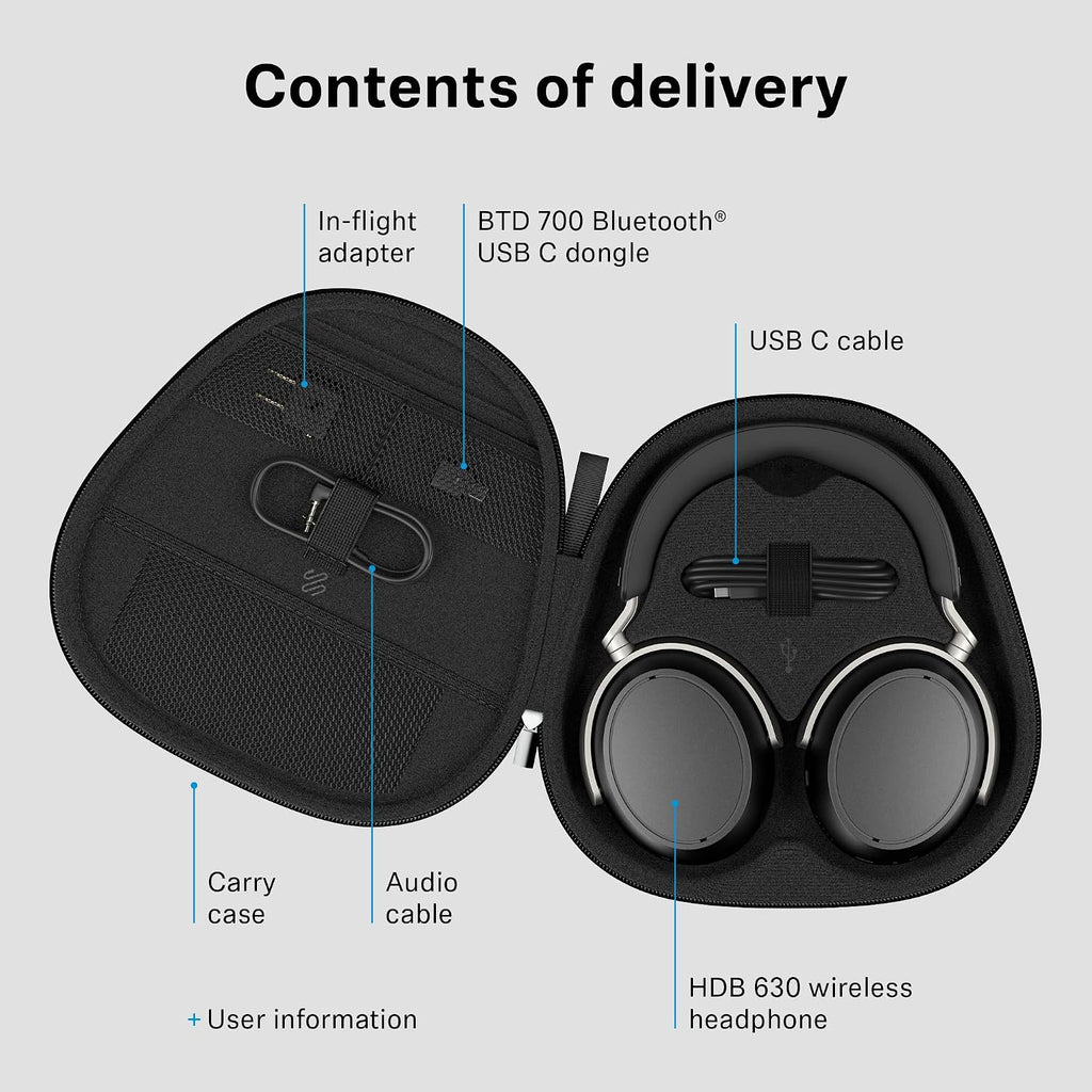 Sennheiser HDB 630 Wireless Audiophile Headphones with Incl. Hi-Res Dongle Included BTD 700 for high resolution audio, parametric EQ in-app and crossfeed function.