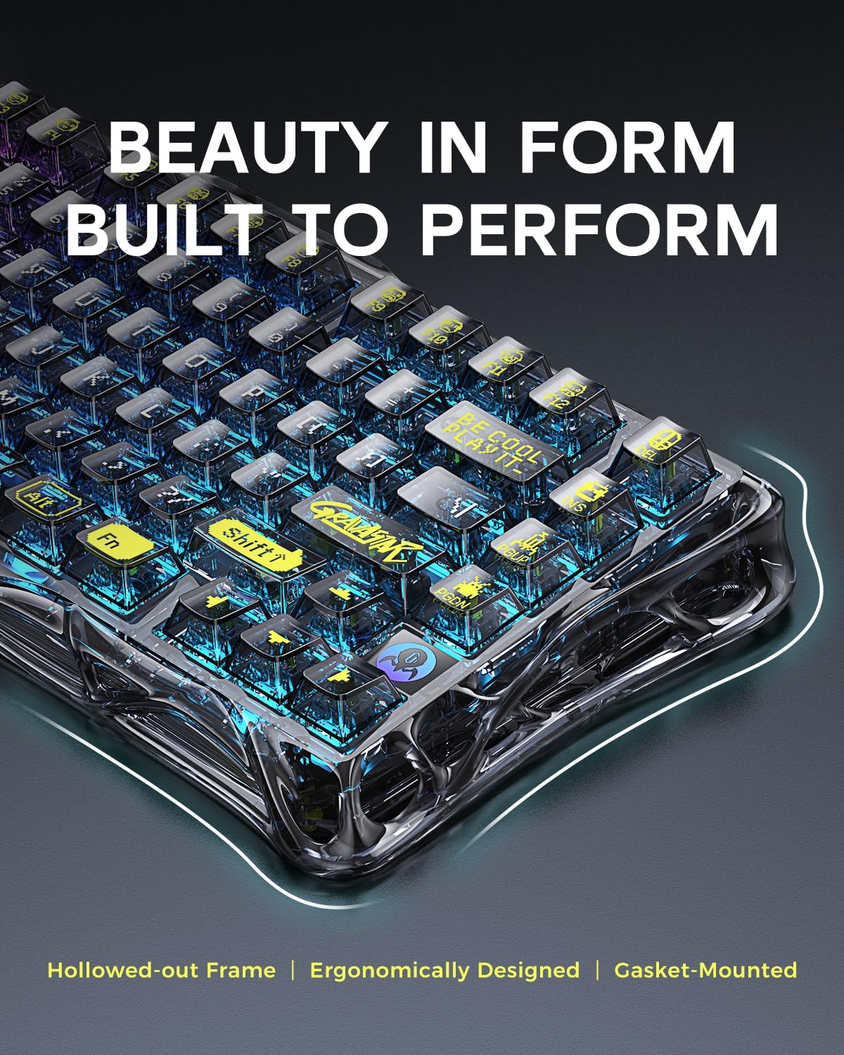 GravaStar Mercury K1 Lite 75% Wireless Mechanical Gaming Keyboard RGB | Gasket Mount, Hot Swappable Linear Switches, Creamy Sound Keyboard, 2.4GHz/USB-C/Bluetooth 5.0, for Win/Mac
