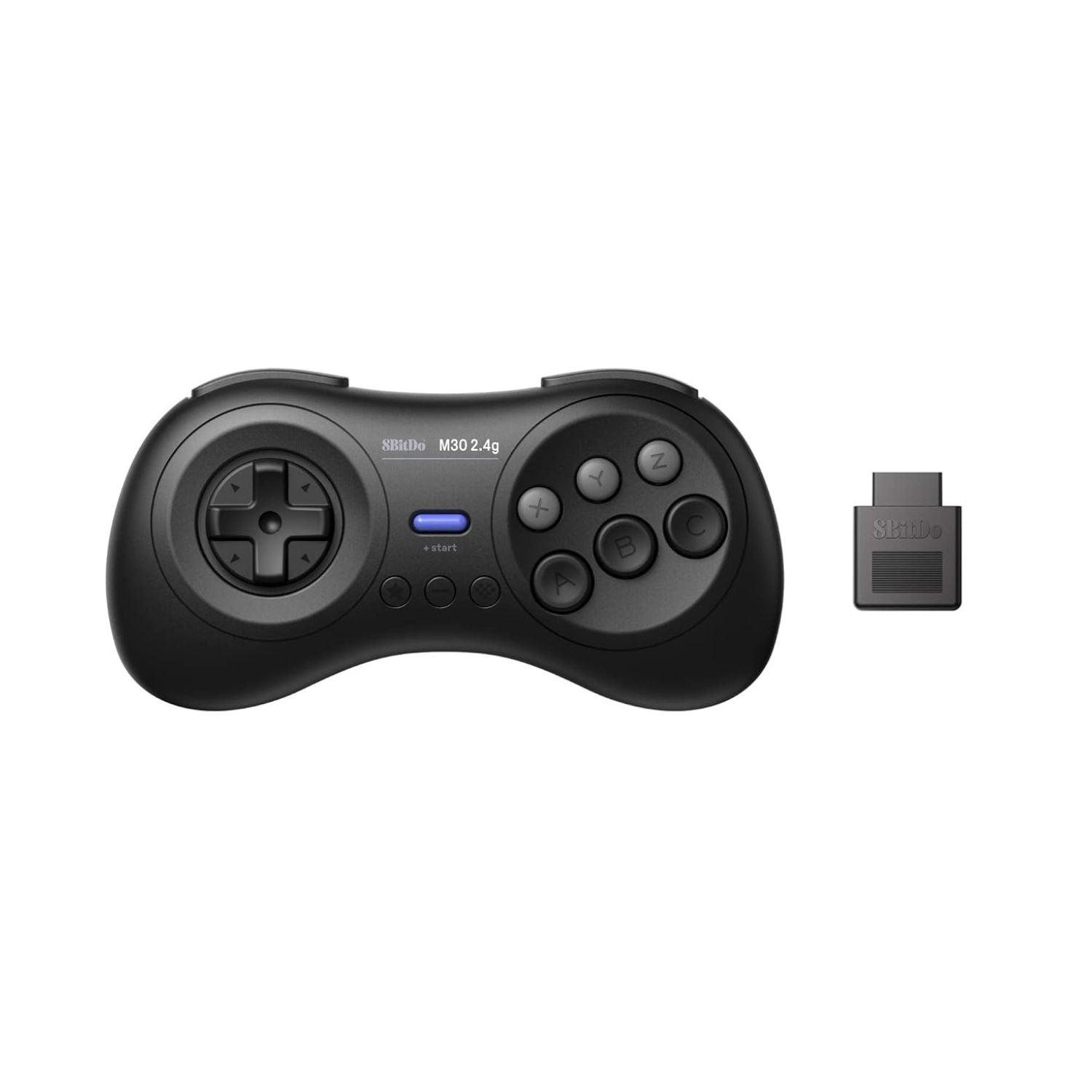 Controle 8Bitdo M30 Wireless | Original Sega Genesis e Mega Drive | Conexão 2.4G | Design Clássico | Preto